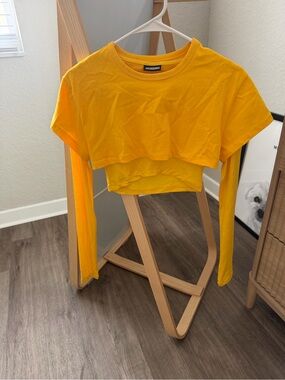 Jacquemus Bright Yellow Layered Cropped Long-Sleeve Top